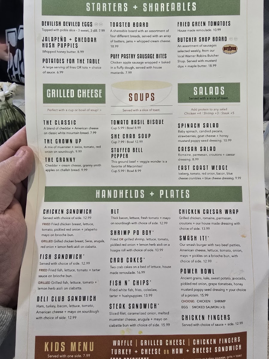 Toasted Kitchen & Cocktails menu board
