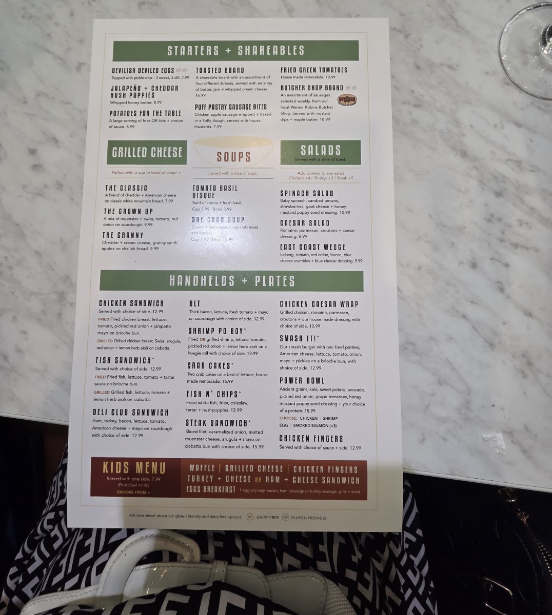 Toasted Kitchen & Cocktails menu board