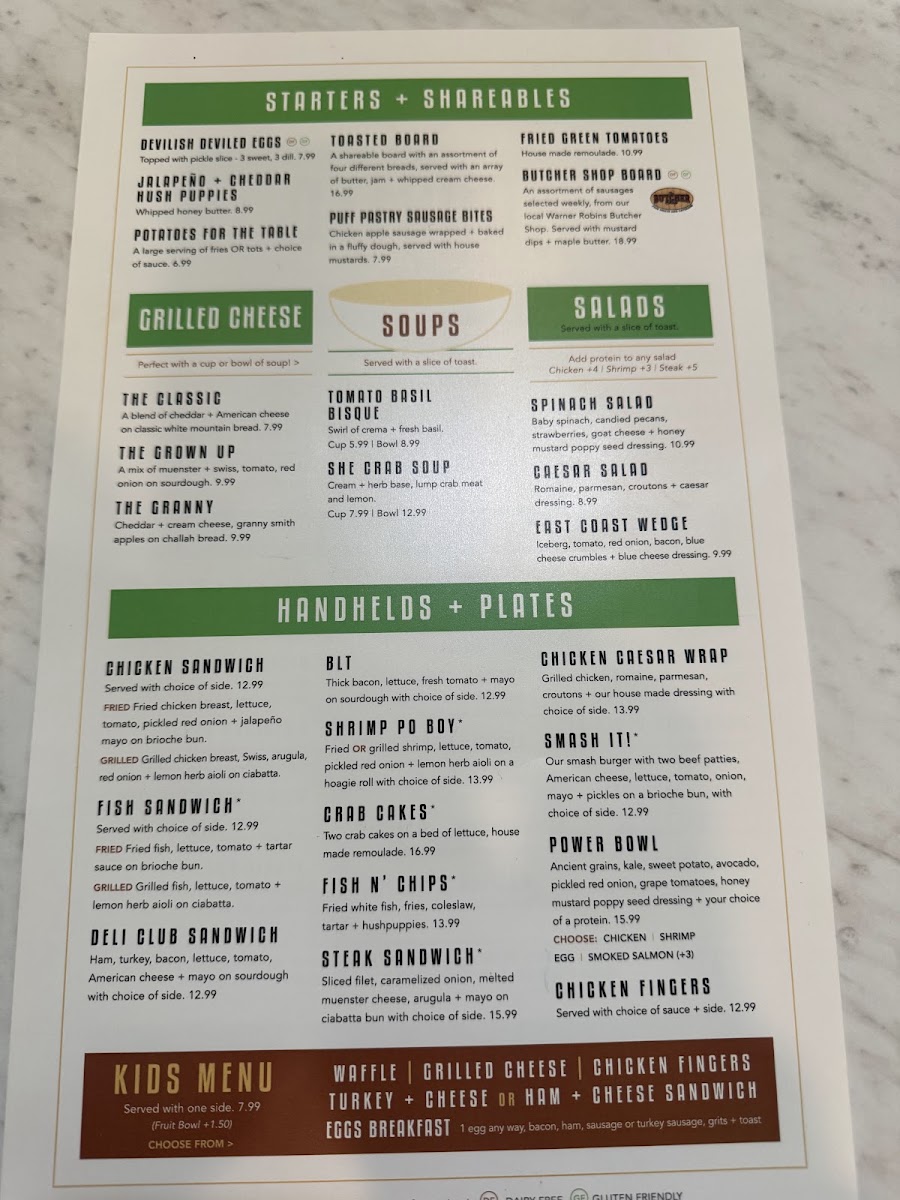 Toasted Kitchen & Cocktails menu board