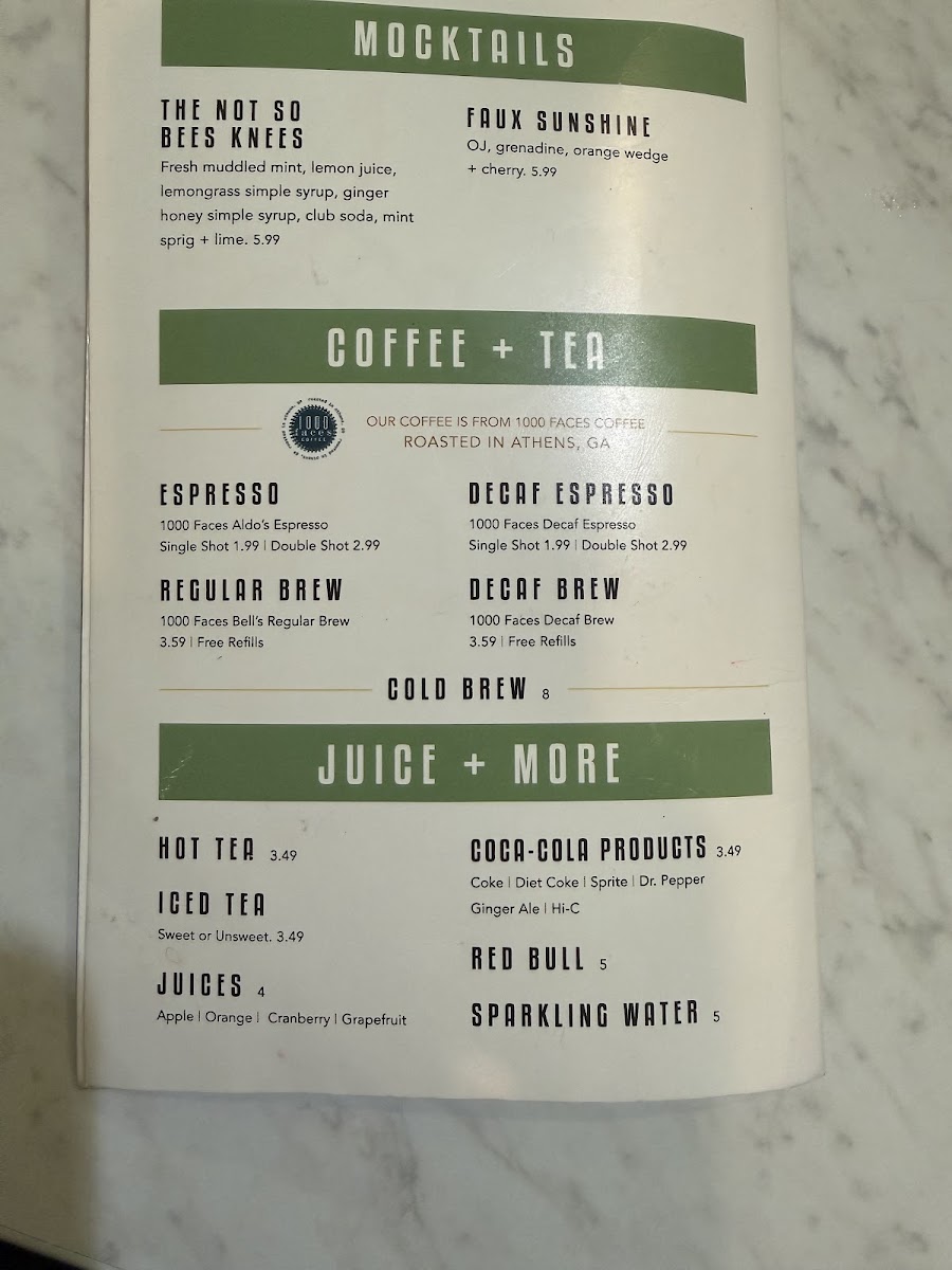 Toasted Kitchen & Cocktails menu board