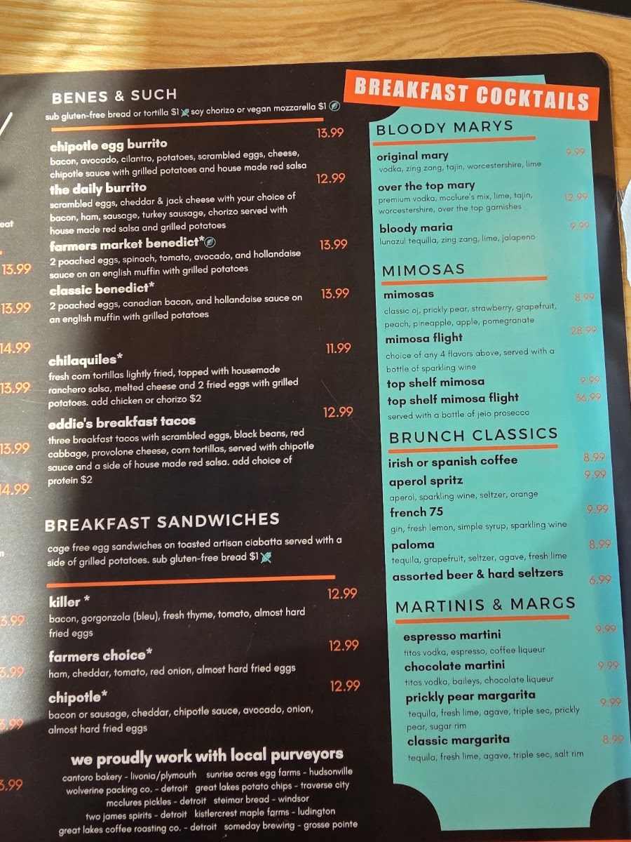 Daily Jam menu board