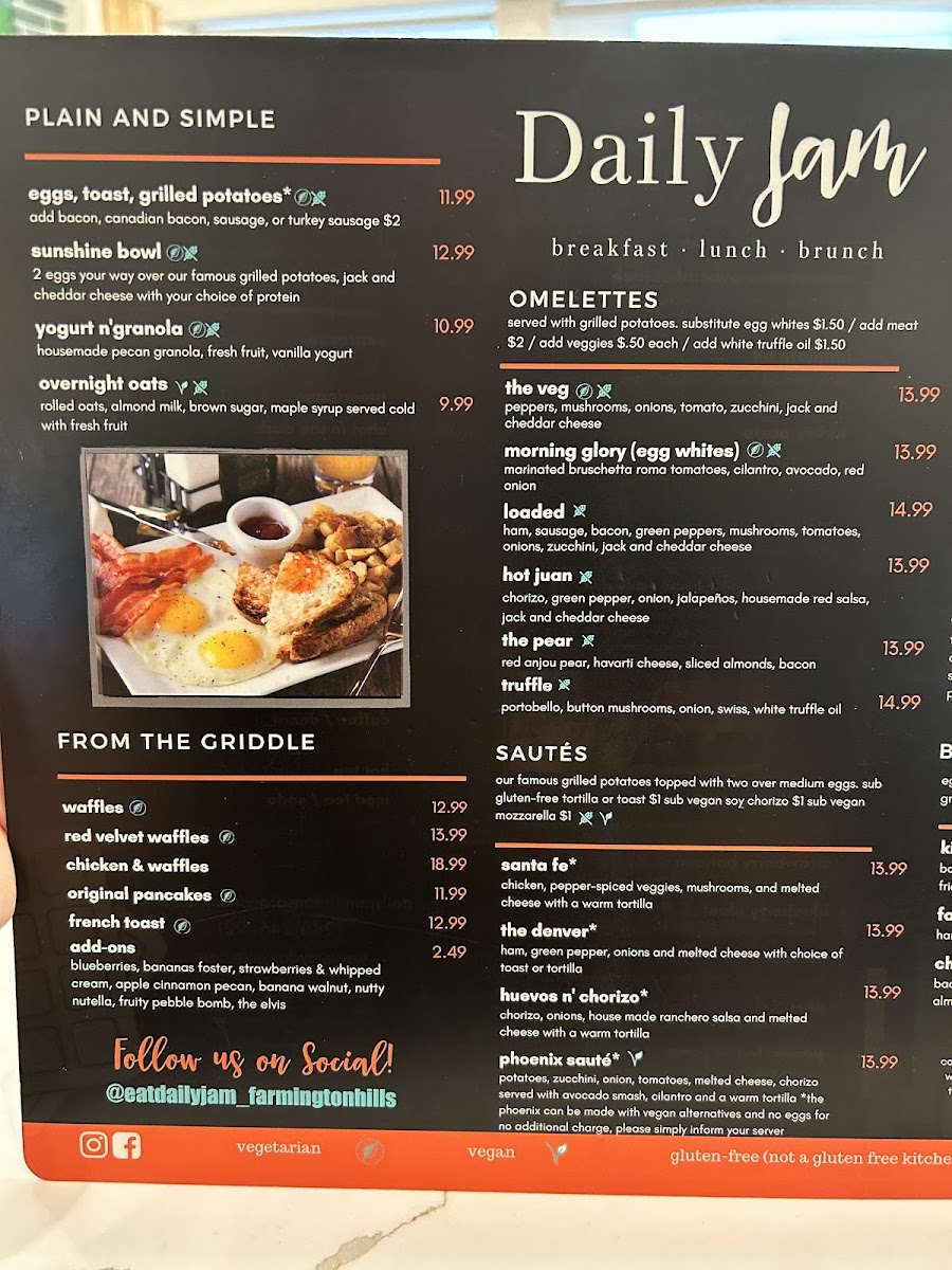 Daily Jam menu board