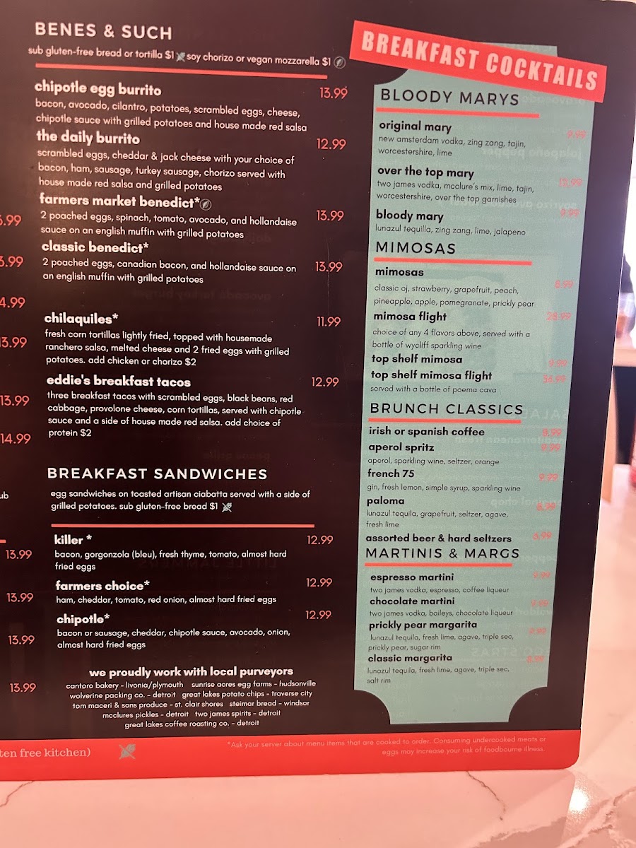 Daily Jam menu board