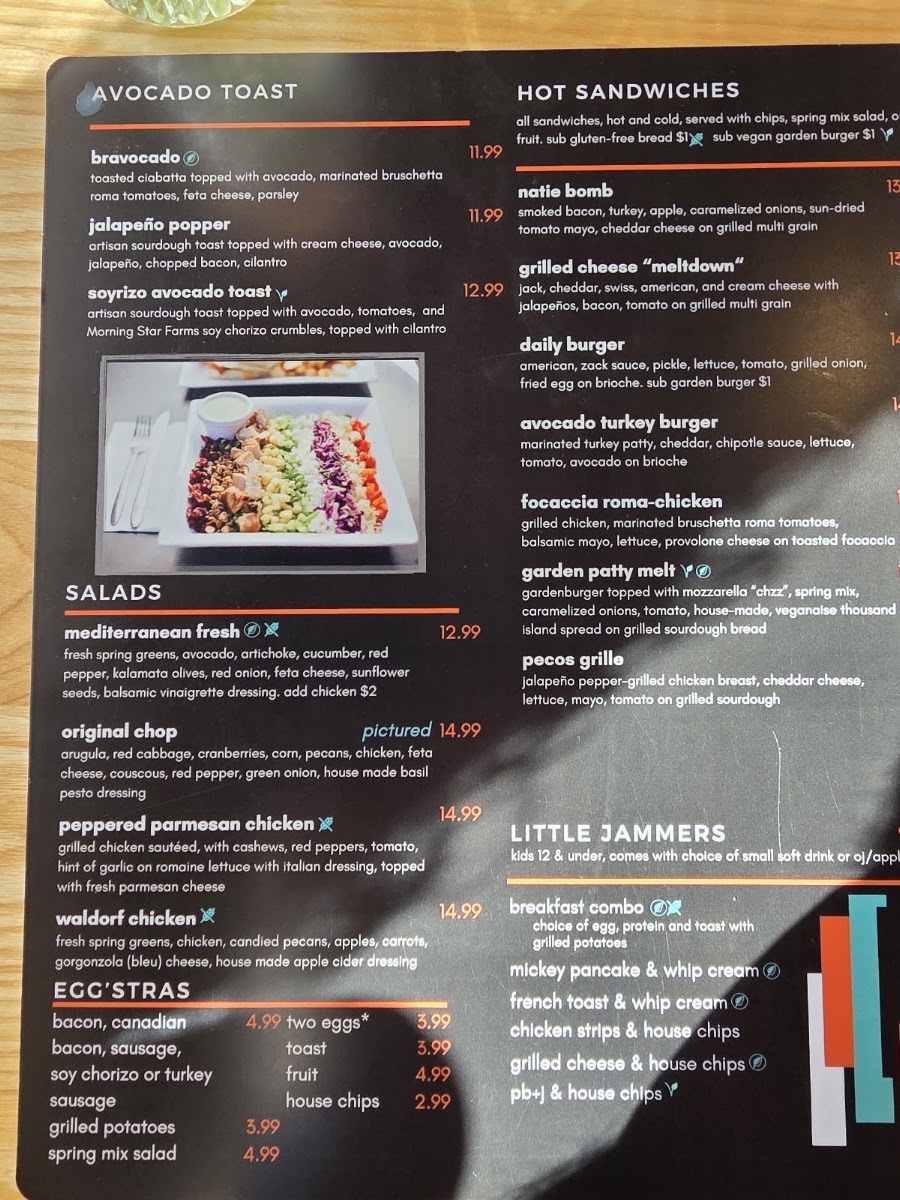 Daily Jam menu board