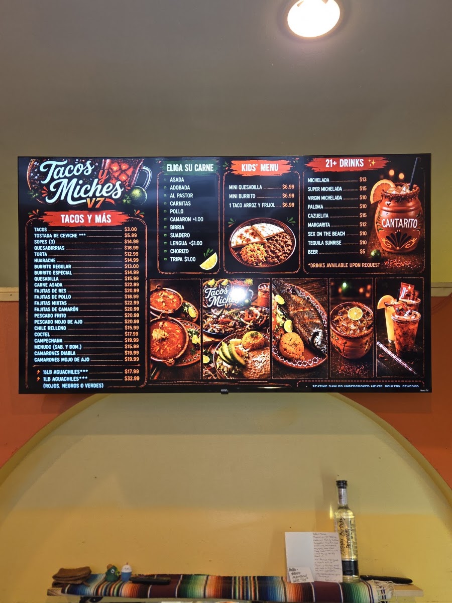 Tacos Y Miches V7 menu board