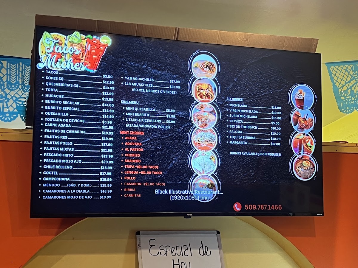 Tacos Y Miches V7 menu board