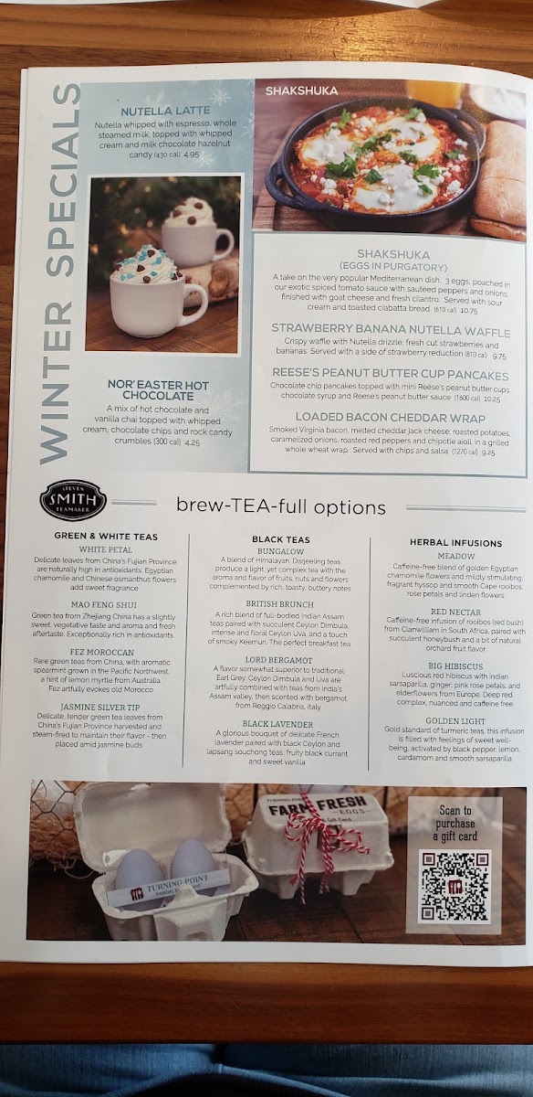 Turning Point of Newtown menu board