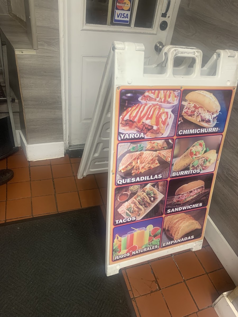 Sabor Restaurant menu board