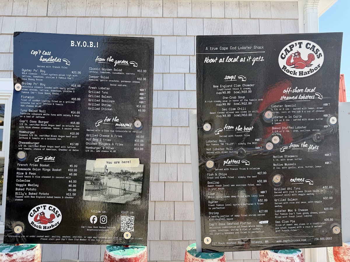 Captain Cass Rock Harbor Seafood menu board