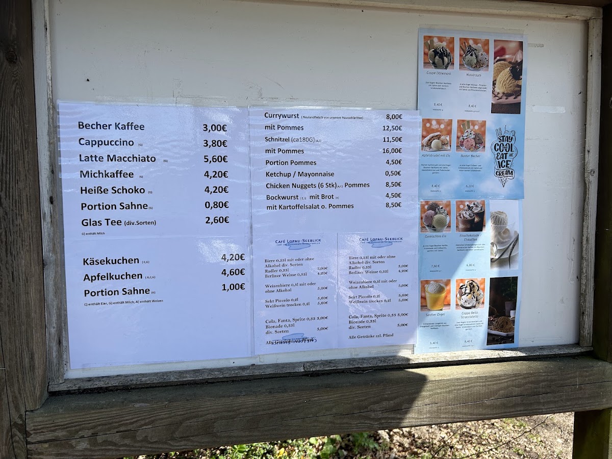 Café Lopau-Seeblick menu board