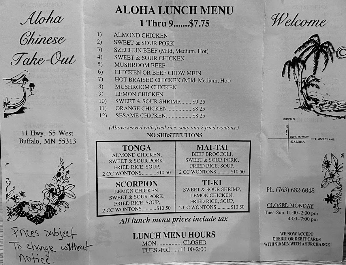 Aloha menu board