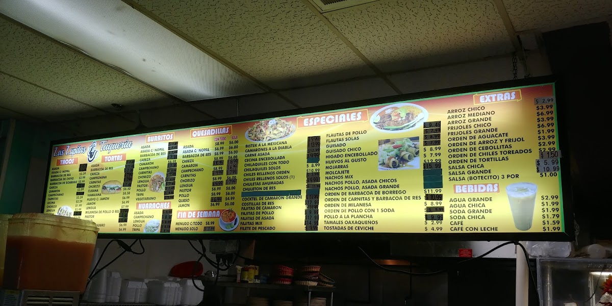 Las Lupitas menu board