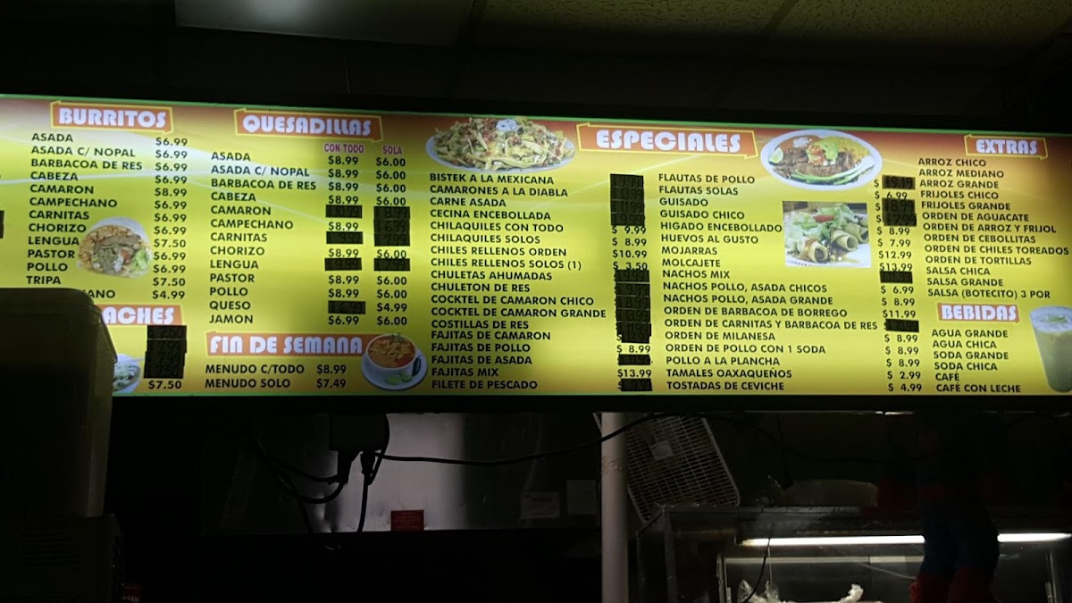 Las Lupitas menu board