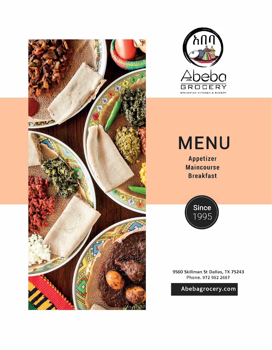 Abeba Grocery menu board