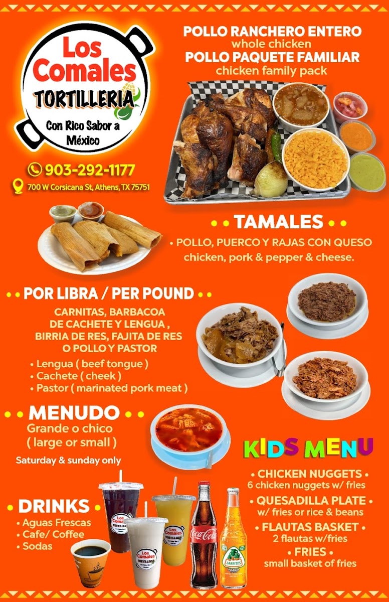 Los Comales Tortilleria menu board