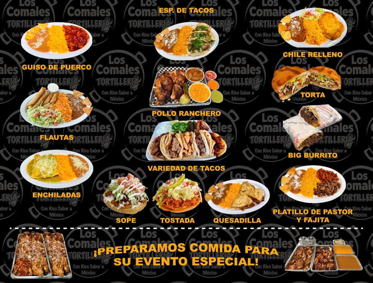 Los Comales Tortilleria menu board