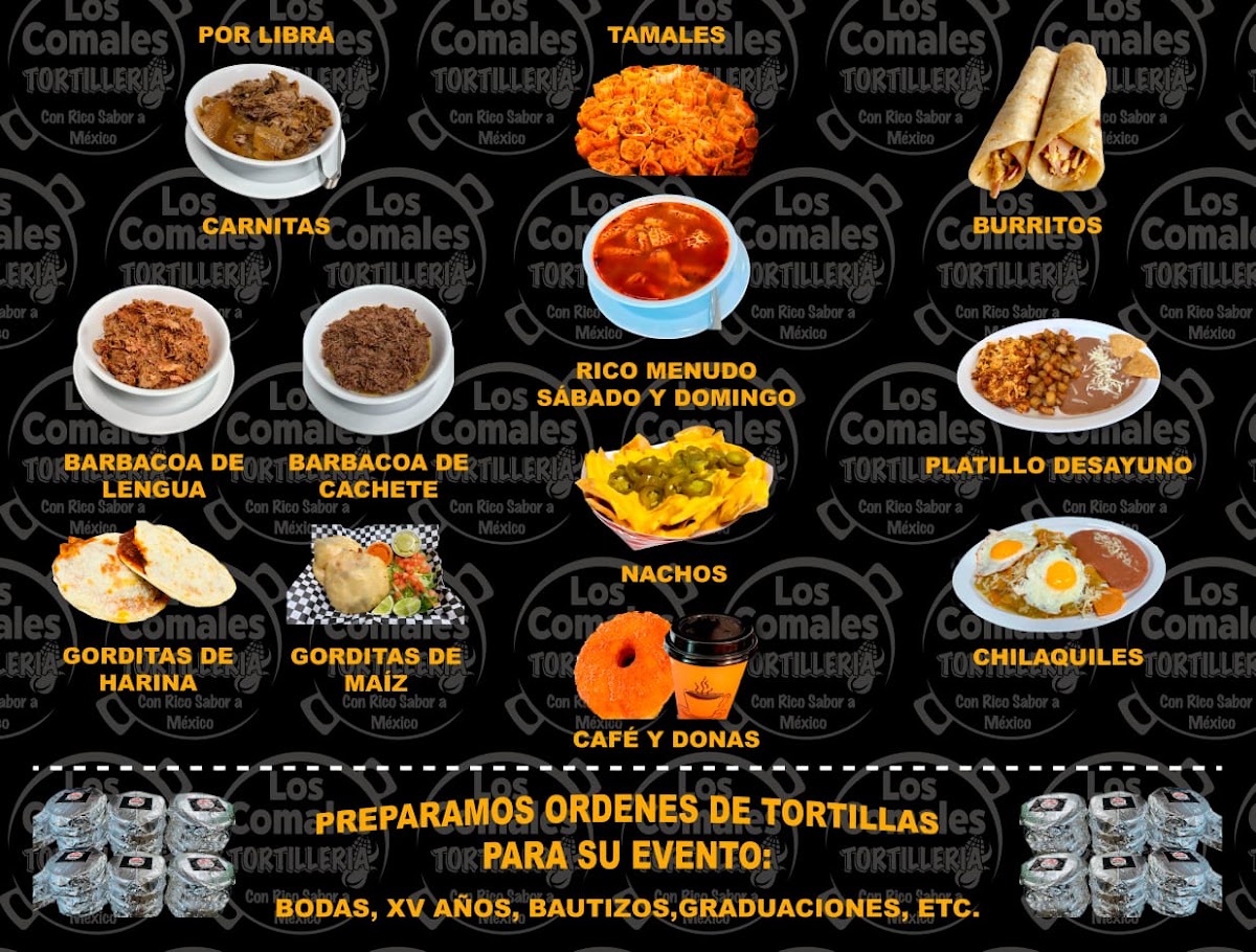 Los Comales Tortilleria menu board