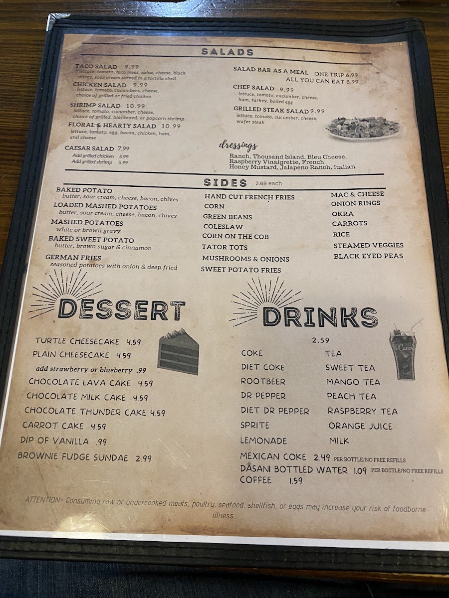 Floral & Hearty Diner menu board