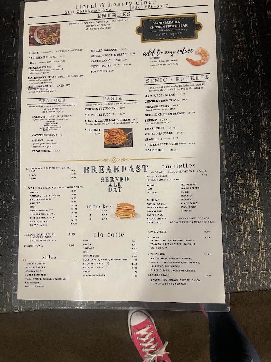 Floral & Hearty Diner menu board