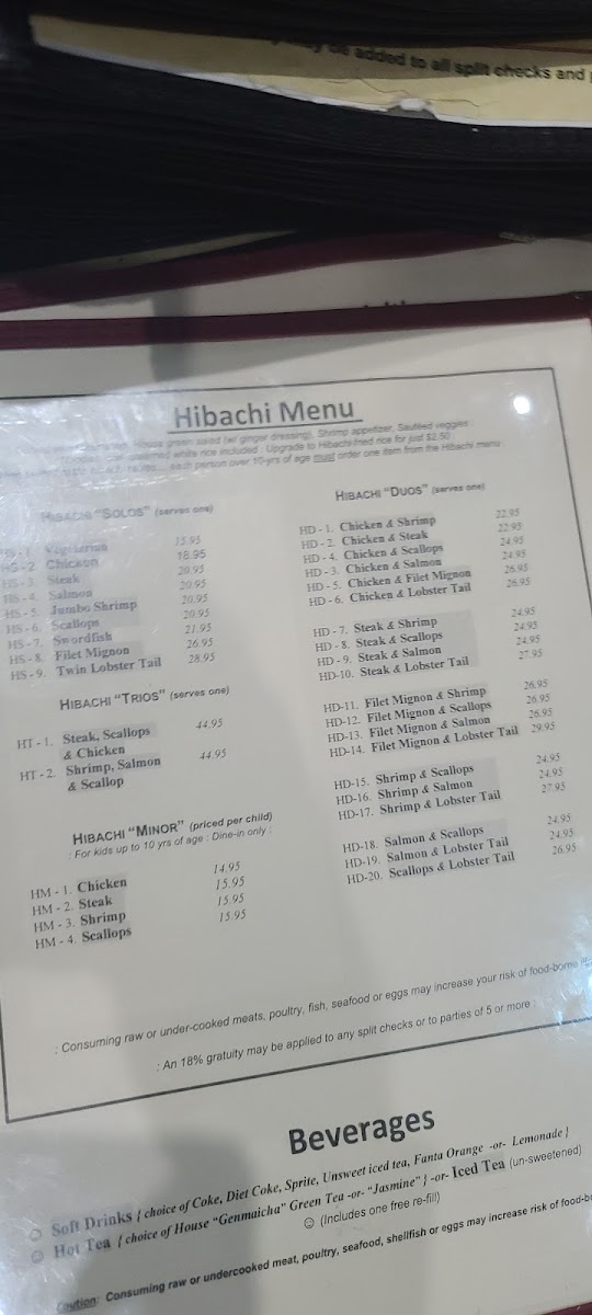 My Thai menu board
