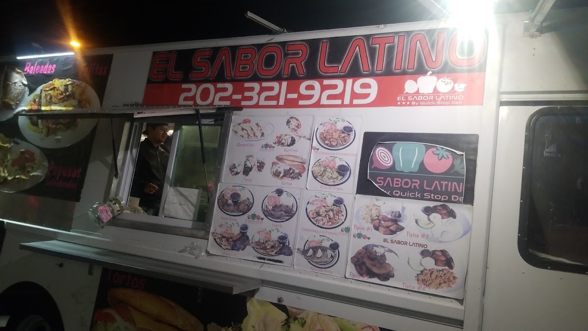 El Sabor Latino by Quick Stop Deli (Food Truck) menu board