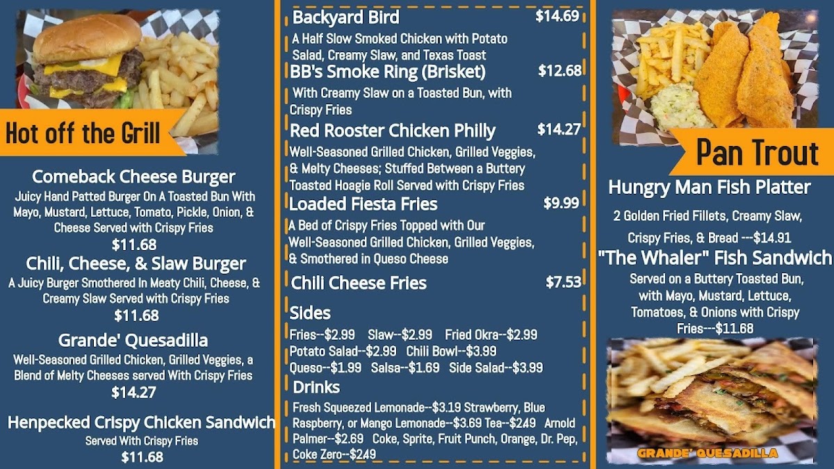 Hot Tamale Heaven And Grille menu board