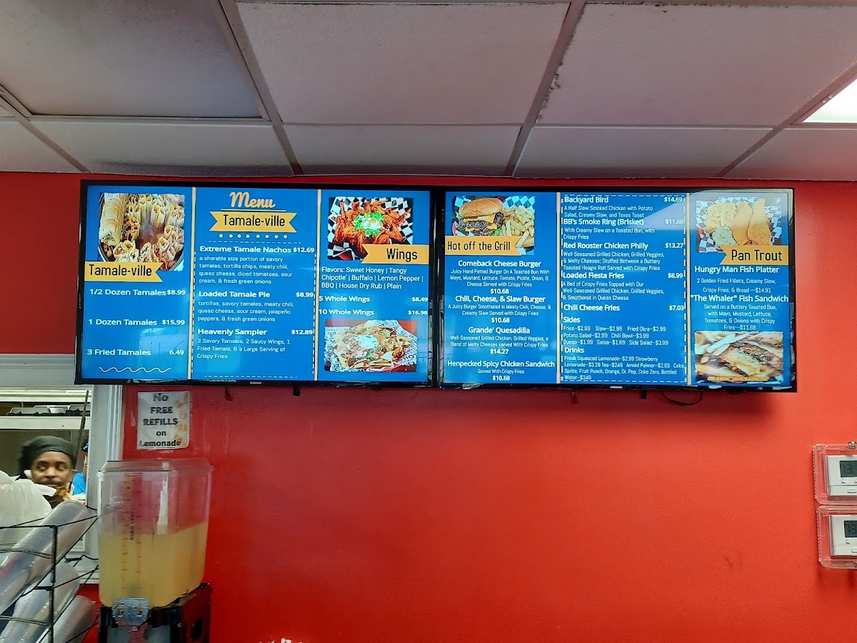 Hot Tamale Heaven And Grille menu board