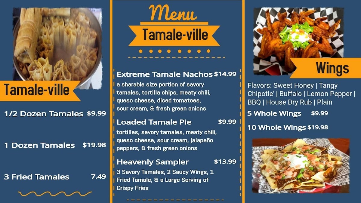 Hot Tamale Heaven And Grille menu board
