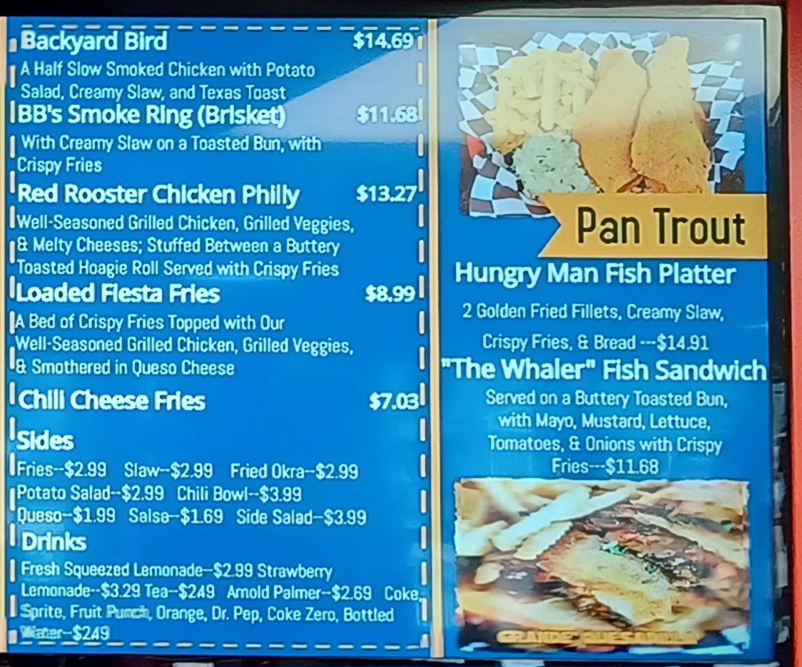 Hot Tamale Heaven And Grille menu board
