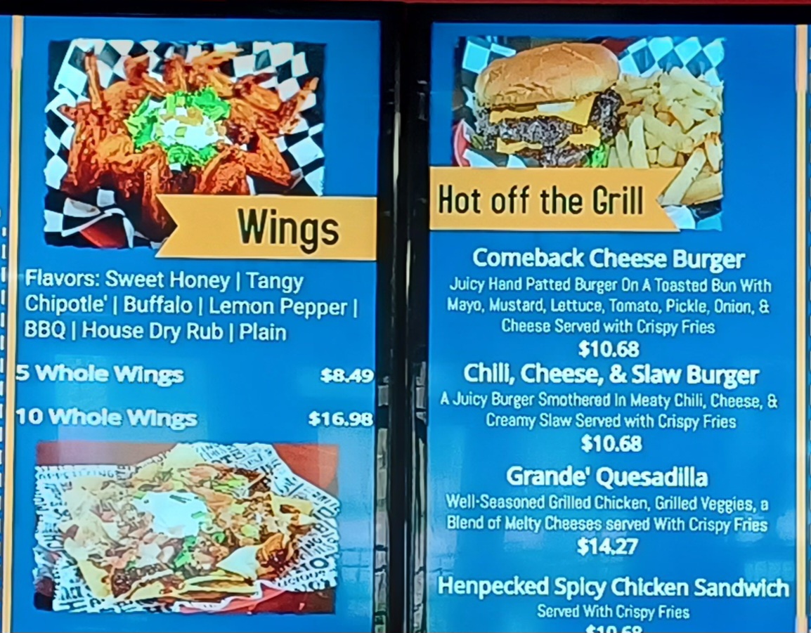 Hot Tamale Heaven And Grille menu board
