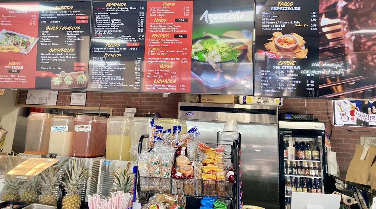 Toros tacos menu board