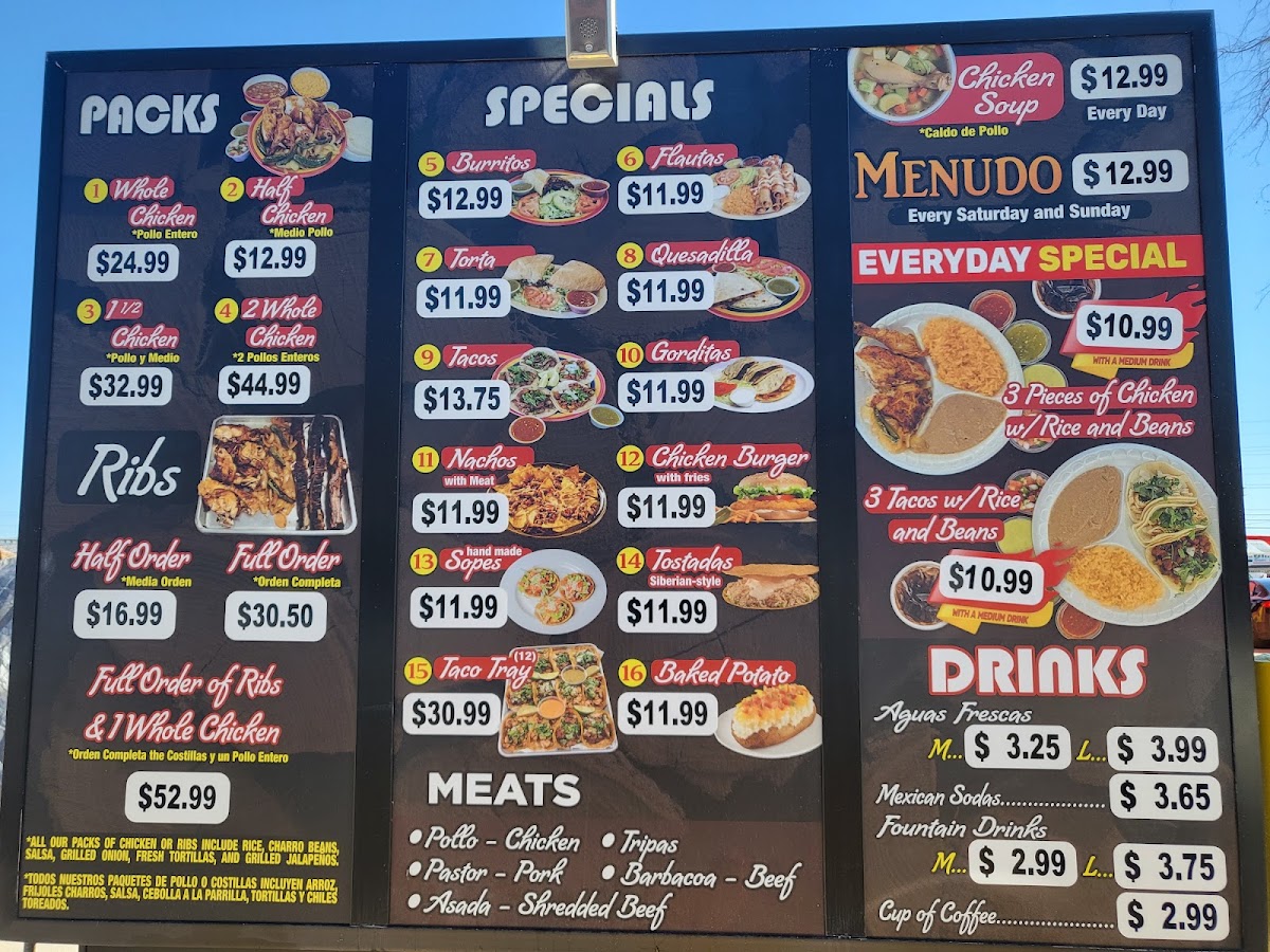 Chicken Pullita - Weatherford menu board