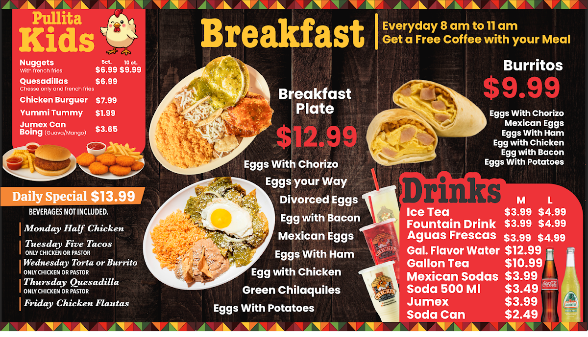 Chicken Pullita - Weatherford menu board
