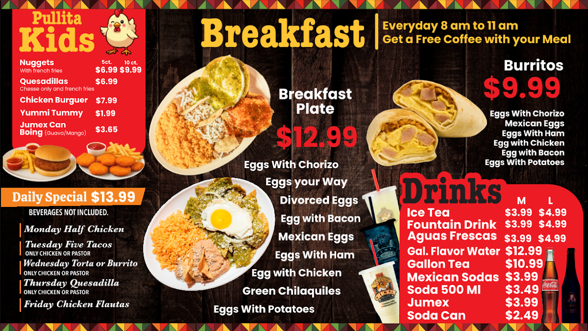 Chicken Pullita - Weatherford menu board
