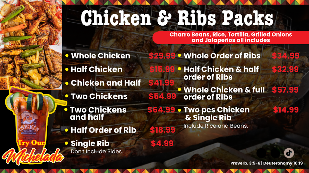 Chicken Pullita - Weatherford menu board