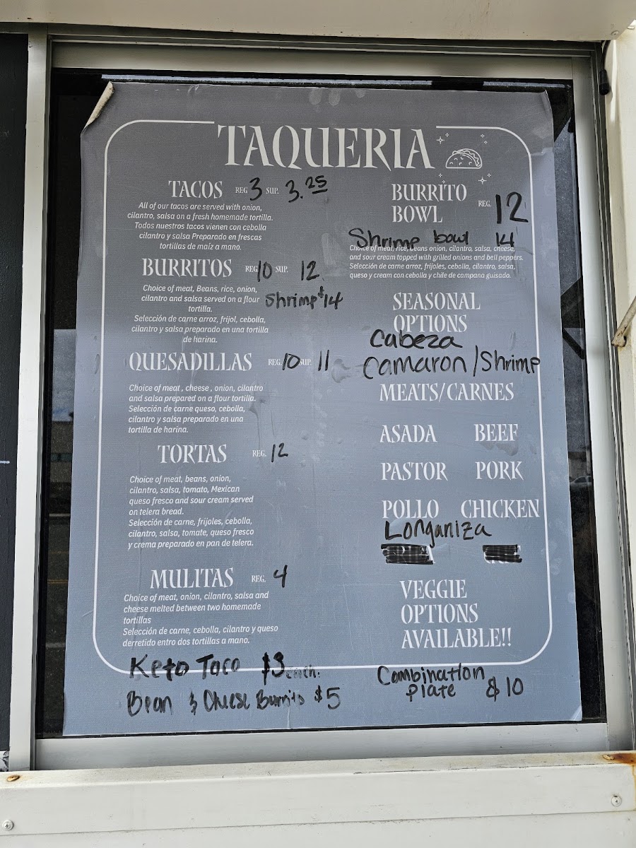 Chavez Tacos menu board