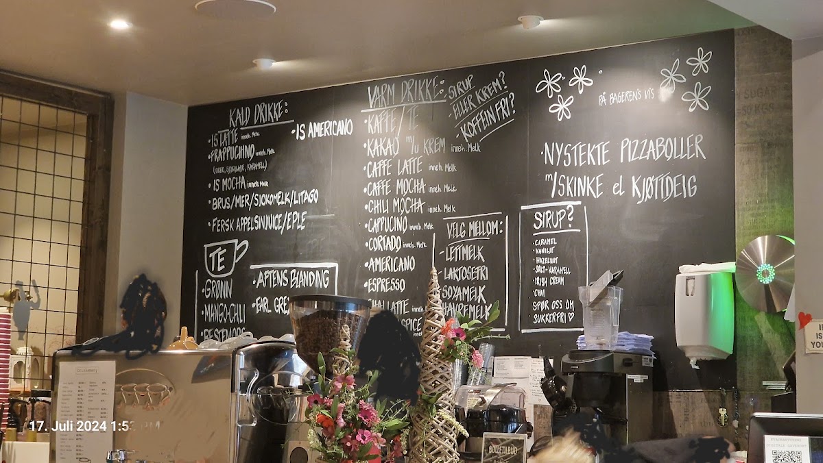 Dampbageriet i Markens menu board