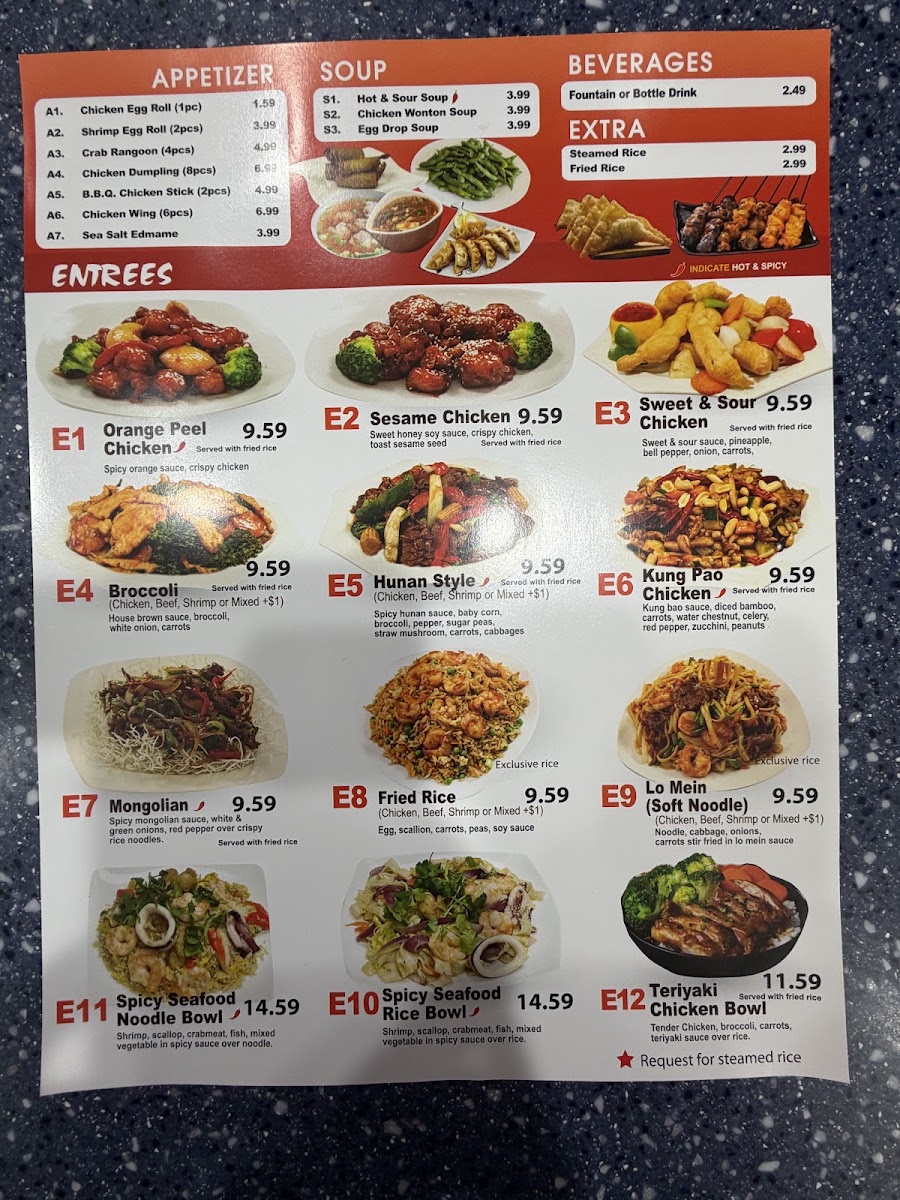 The Big Wok menu board