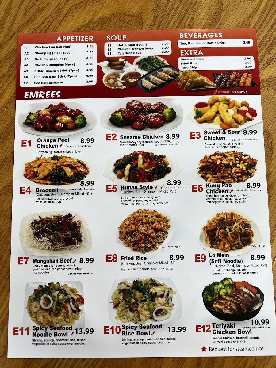 The Big Wok menu board