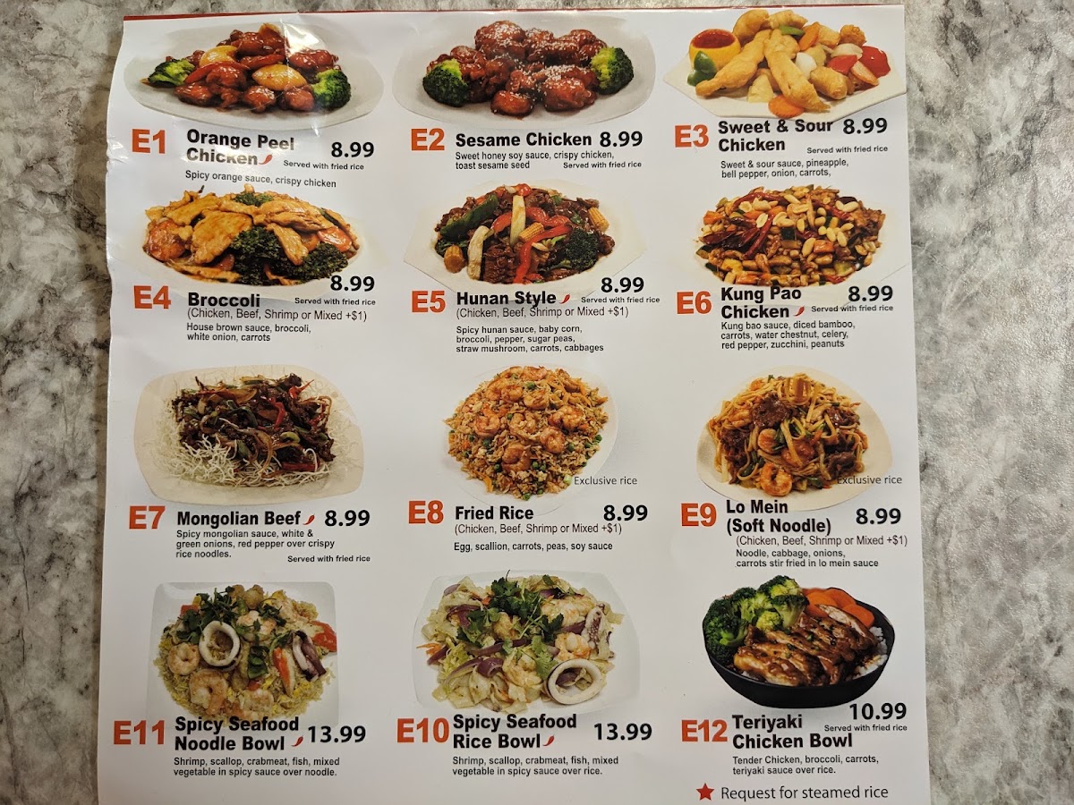 The Big Wok menu board