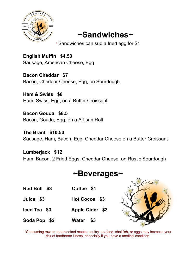 Nebesky menu board