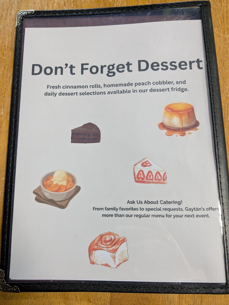 Gaytan Kitchen Creations menu board