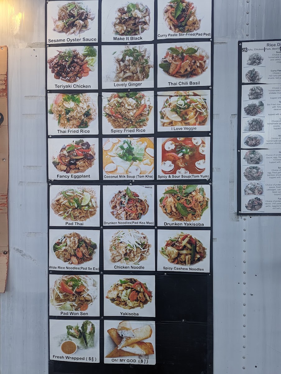 AnyThing Else Thai Food menu board
