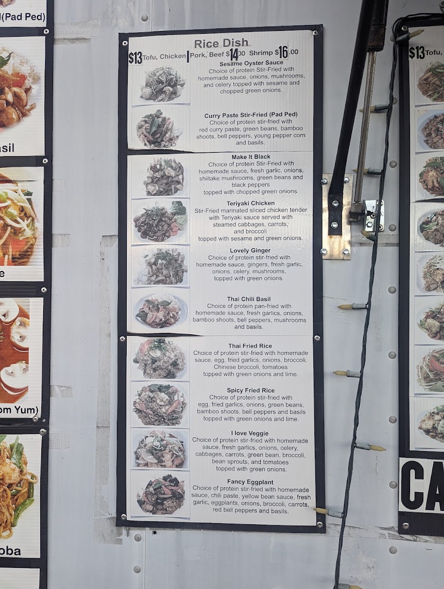 AnyThing Else Thai Food menu board