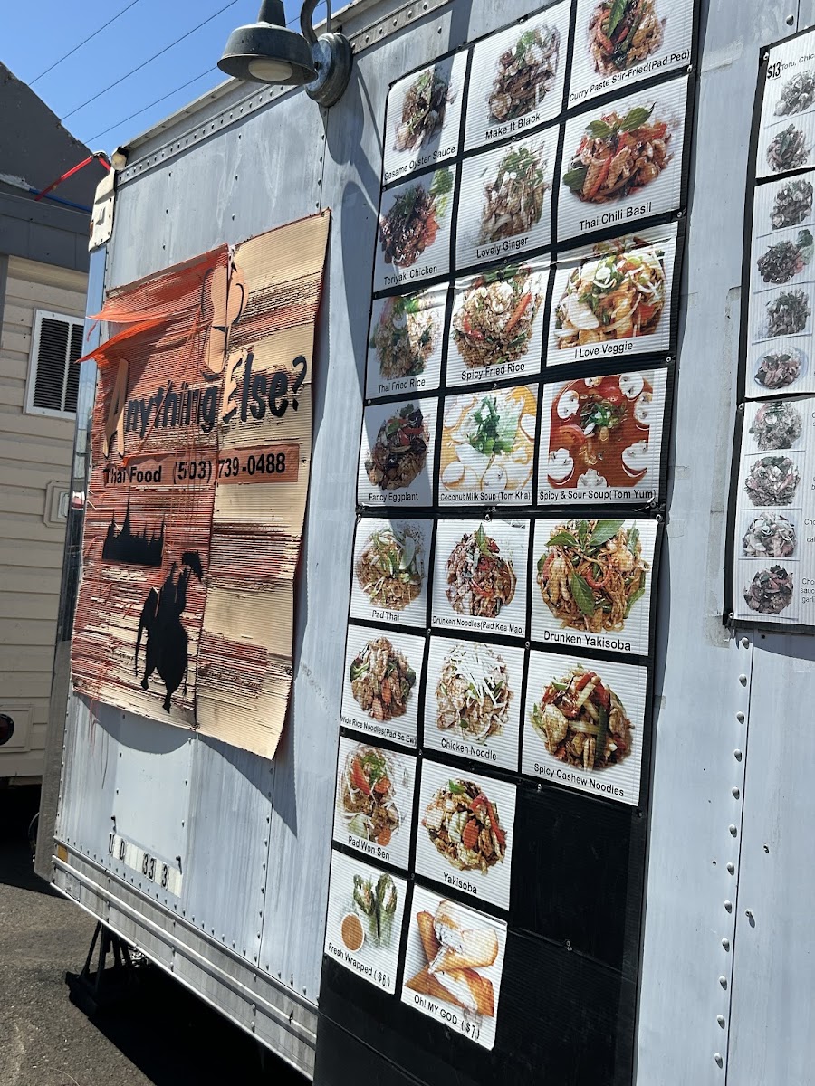 AnyThing Else Thai Food menu board