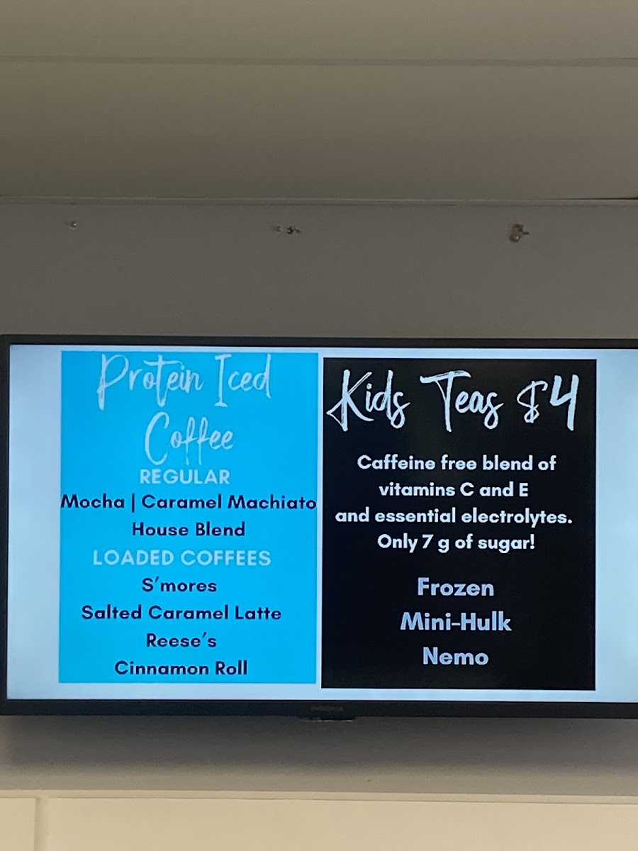 Durant’s vitality bar menu board