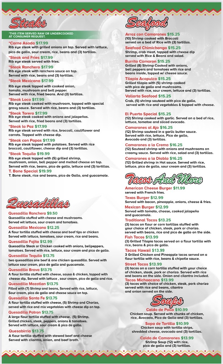 Tacos Tequila menu board