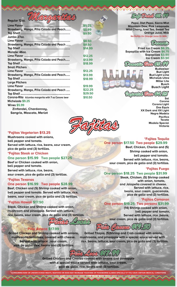 Tacos Tequila menu board