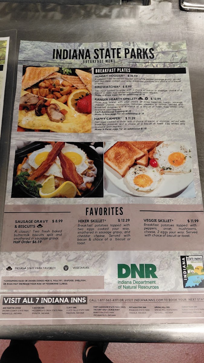 Dining at Spring Mill Inn menu board