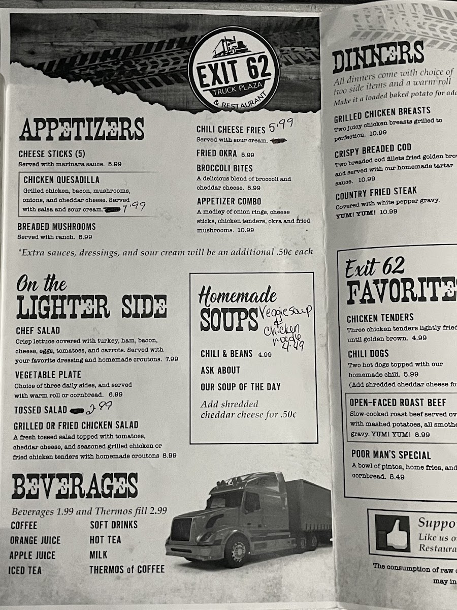 Yum Yum Restaurant - Glencoe, KY menu board